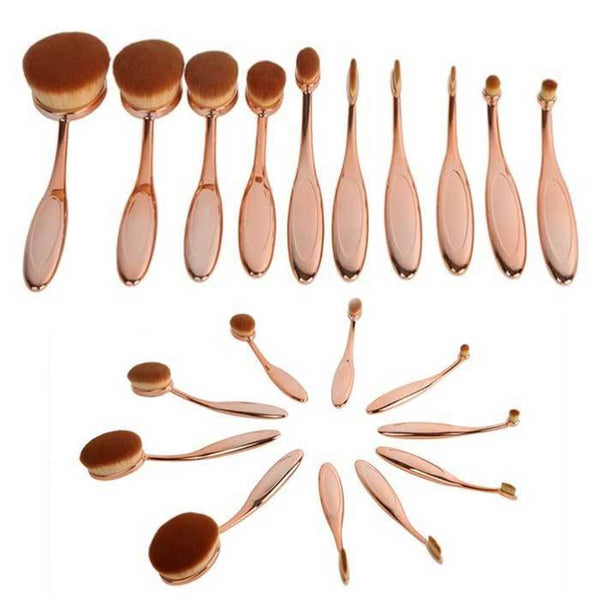 10-Piece : Oval Makeup Brush Set
