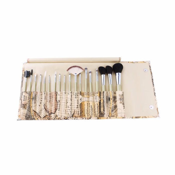 19-Piece : Professional Makeup Brush Set with World-Map Pouch