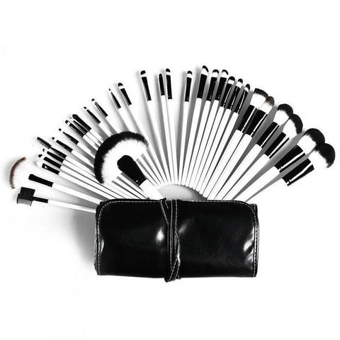32-Piece Makeup Brush Set with a vegan-leather pouch