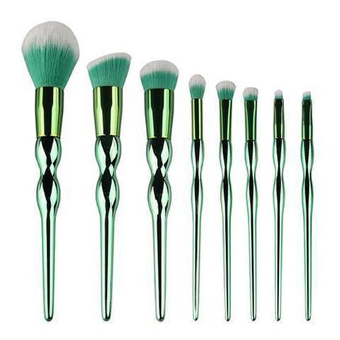 8-Piece: Professional Emerald-Colored Makeup Brush Set