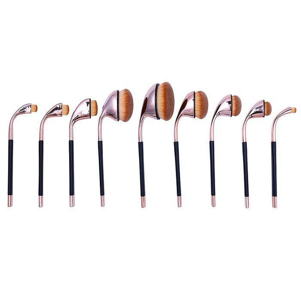 9-Piece Oval Makeup Brush Set