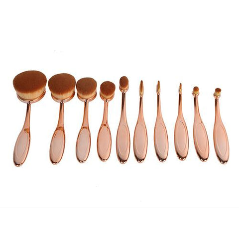 10-Piece : Oval Makeup Brush Set