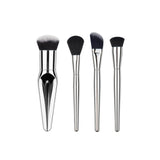 4-Piece Set: Silver Makeup Brushes