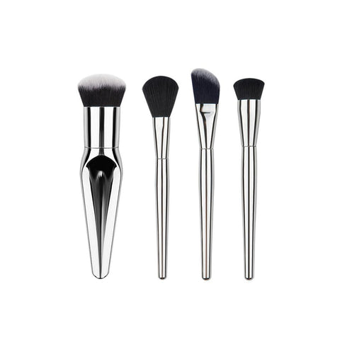 4-Piece Set: Silver Makeup Brushes