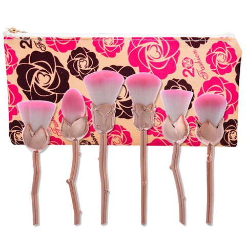 6-Piece Set: Floral Makeup Brushes