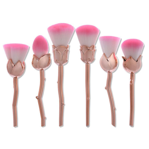 6-Piece Set: Floral Makeup Brushes