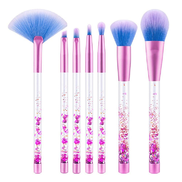 7-Piece Set: Glitter Makeup Brushes with Storage Pouch