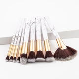 9-Piece Set: Professional Marble-Look Makeup Brushes