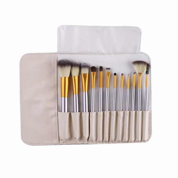 12-Piece : Professional Gold Dust-Colored Makeup Brush Set