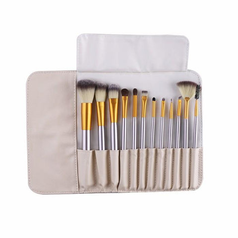 12-Piece : Professional Gold Dust-Colored Makeup Brush Set
