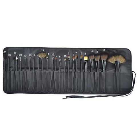 24-Piece : Professional Makeup Brush Kit with Roll-Up Carrying Case