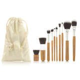 10-Piece : Bamboo Makeup Brush Set with Storage Pouch