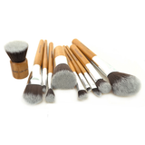 10-Piece : Bamboo Makeup Brush Set with Storage Pouch