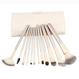 12-Piece: Professional Champagne-Colored Makeup Brush Set