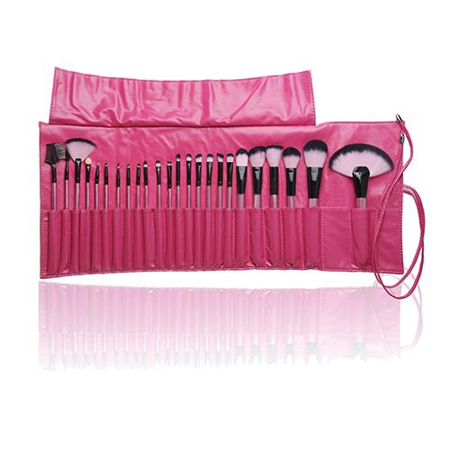 24-Piece : Hot Pink Makeup Brush Set with Carrying Case
