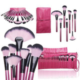 24-Piece : Hot Pink Makeup Brush Set with Carrying Case