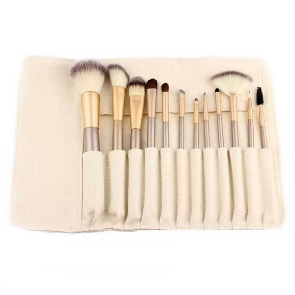 12-Piece: Champagne Gold Makeup Brush Set