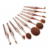 10-Piece : Metallic Oval Makeup Brush Set