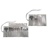 24-Piece : Professional Gunmetal Makeup Brush Kit with Roll-Up Carrying Case