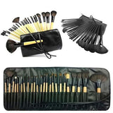 24-Piece : Professional Makeup Brush Kit with Roll-Up Carrying Case