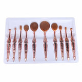 10-Piece : Metallic Oval Makeup Brush Set