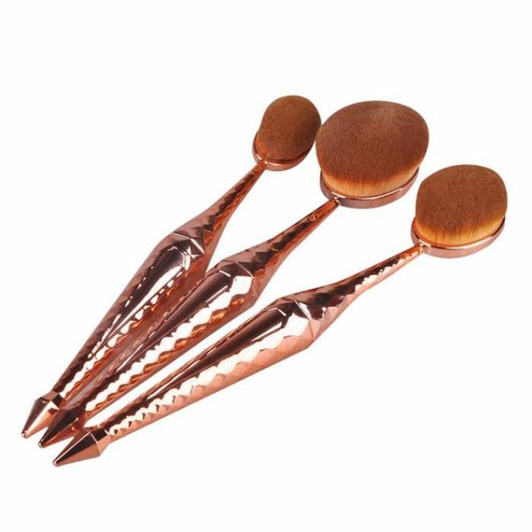 10-Piece : Metallic Oval Makeup Brush Set