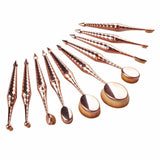 10-Piece : Metallic Oval Makeup Brush Set